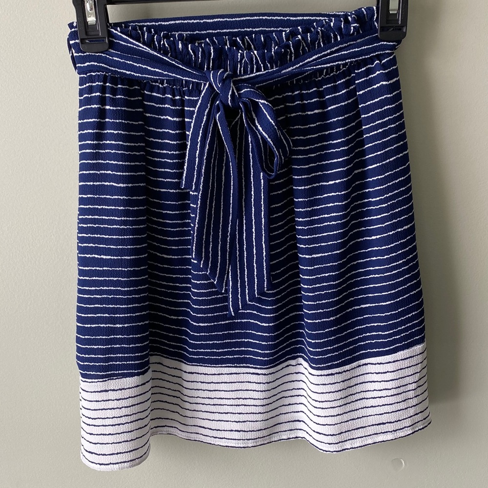 Alya Blue/White Striped Lined Skirt